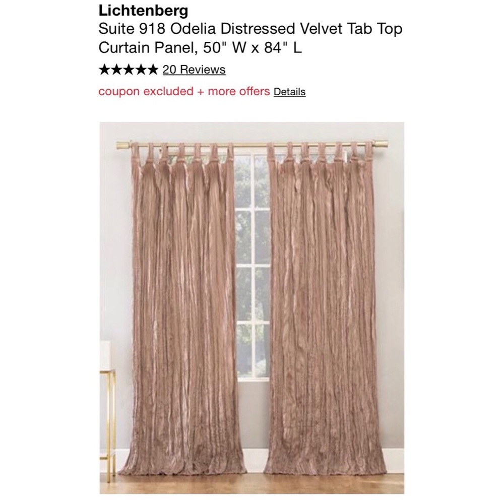 Lichtenberg 50 x 84 Blush Curtain